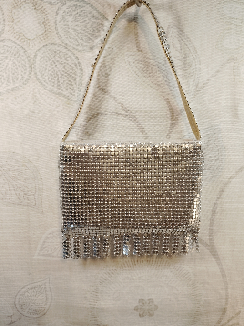 Y&S Handbags Silver Sequin Fringe Shoulder Bag